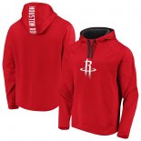 Houston Rockets Fanatics Branded RedBlack Iconic Defender Performance Primary Logo Pullover Hoodie