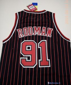Maillot NBA Pas Cher Chicago Bulls Dennis Rodman 91 Noir Bande