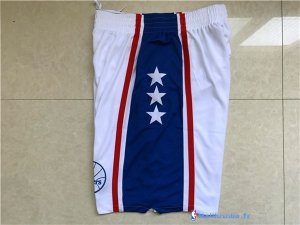 Pantalon NBA Pas Cher Philadelphia Sixers Blanc Bleu