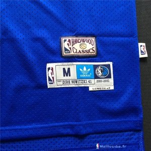 Maillot NBA Pas Cher Dallas Mavericks Dirk Nowitzki 41 Retro Bleu