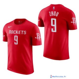 Maillot Manche Courte Houston Rockets Zhou Qi 9 Rouge 2017/18