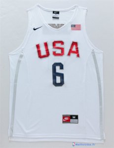 Maillot NBA Pas Cher USA 2016 James 6 Blanc