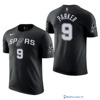 Maillot Manche Courte San Antonio Spurs Tony Parker 9 Noir 2017/18