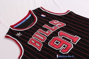 Maillot NBA Pas Cher Chicago Bulls Dennis Rodman 91 Noir Bande