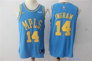 Maillot NBA Pas Cher Los Angeles Lakers Brandon Ingram 14 Retro Bleu 2017/18