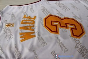 Maillot NBA Pas Cher Miami Heat Dwyane Wade 3 Blanc Or