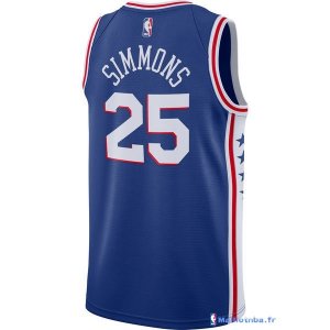 Maillot NBA Pas Cher Philadelphia Sixers Ben Simmons 25 Bleu Icon 2017/18