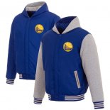 Golden State Warriors JH Design Reversible Poly-Twill Hooded Jacket with Fleece Sleeves - RoyalGray