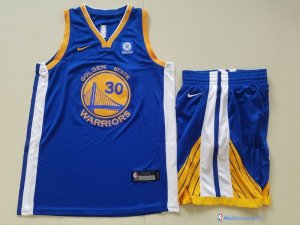 Maillot NBA Pas Cher Golden State Warriors Junior Stephen Curry 30 Ensemble Complet Bleu 2017/18