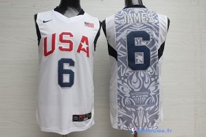 Maillot NBA Pas Cher USA 2008 James 6 Blanc