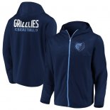 Memphis Grizzlies Fanatics Branded Navy Iconic Defender Mission Performance Primary Logo Full-Zip Hoodie