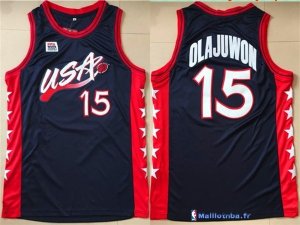 Maillot NBA Pas Cher USA 1996 Hakeem Olajuwon 15 Noir