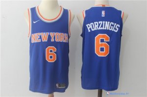 Maillot NBA Pas Cher New York Knicks Kristaps Porzingis 6 Bleu Icon 2017/18