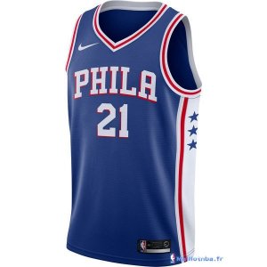 Maillot NBA Pas Cher Philadelphia Sixers Joel Embiid 21 Bleu Icon 2017/18