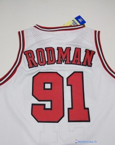 Maillot NBA Pas Cher Chicago Bulls Dennis Rodman 91 Blanc