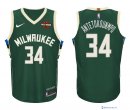 Maillot NBA Pas Cher Milwaukee Bucks Junior Giannis Antetokounmpo 34 Vert 2017/18