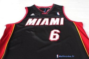 Maillot NBA Pas Cher Miami Heat LeBron James 6 Noir Rouge