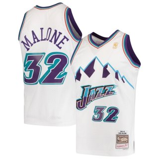 Utah Jazz Karl Malone Mitchell & Ness White Hardwood Classics 1996-97 Swingman Jersey