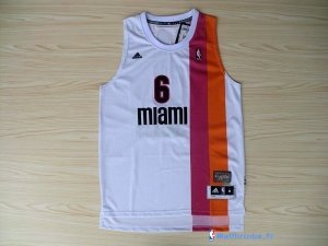 Maillot ABA Pas Cher Miami Heats James 6 Blanc