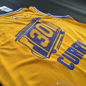 Maillot NBA Pas Cher Golden State Warriors Stephen Curry 30 Retro City Jaune