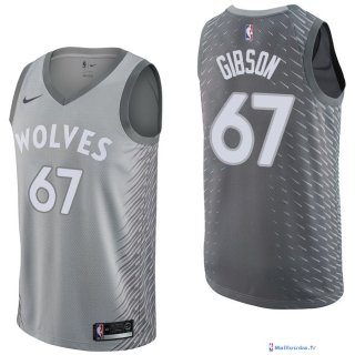 Maillot NBA Pas Cher Minnesota Timberwolves Taj Gibson 67 Nike Gris Ville 2017/18