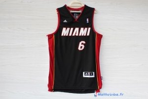 Maillot NBA Pas Cher Miami Heat LeBron James 6 Noir Rouge