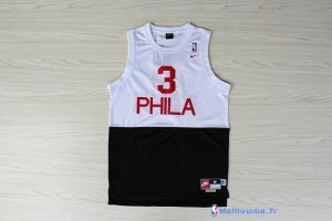Maillot NBA Pas Cher Philadelphia Sixers Allen Iverson 3 Retro Blanc Noir