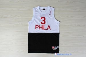 Maillot NBA Pas Cher Philadelphia Sixers Allen Iverson 3 Retro Blanc Noir