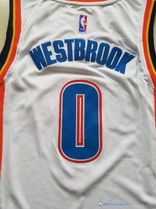 Maillot NBA Pas Cher Oklahoma City Thunder Junior Russell Westbrook 0 Blanc Association 2017/18