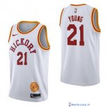 Maillot NBA Pas Cher Indiana Pacers Thaddeus Young 21 Retro Blanc 2017/18
