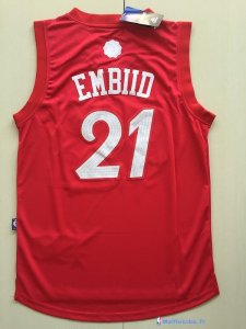 Maillot NBA Pas Cher Noël Philadelphi Sixers Joel Embiid 21 Rouge