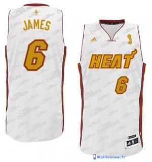 Maillot NBA Pas Cher Miami Heat LeBron James 6 Blanc Or