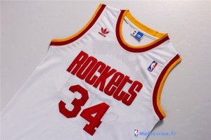 Maillot NBA Pas Cher Houston Rockets Hakeem Abdul Olajuwon 34 Blanc