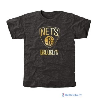 T-Shirt NBA Pas Cher Brooklyn Nets Noir Or