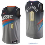 Maillot NBA Pas Cher Oklahoma City Thunder Russell Westbrook 0 Nike Gris Ville 2017/18