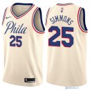 Maillot NBA Pas Cher Philadelphia Sixers Ben Simmons 25 Nike Crema Ville 2017/18