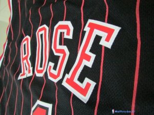 Maillot NBA Pas Cher Chicago Bulls Junior Derrick Rose 1 Noir Bande