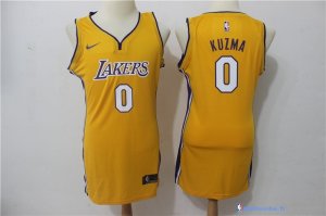 Maillot NBA Pas Cher Los Angeles Lakers Femme Kyle Kuzma 0 Jaune Icon 2017/18