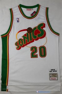 Maillot NBA Pas Cher Seattle Supersonics Gary Payton 20 Retro Blanc