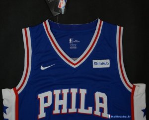 Maillot NBA Pas Cher Philadelphia Sixers Joel Embiid 21 Bleu 2017/18