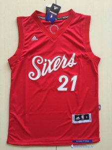 Maillot NBA Pas Cher Noël Philadelphi Sixers Joel Embiid 21 Rouge