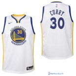 Maillot NBA Pas Cher Golden State Warriors Junior Stephen Curry 30 Blanc Association 2017/18