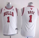 Maillot NBA Pas Cher Chicago Bulls Junior Derrick Rose 1 Blanc