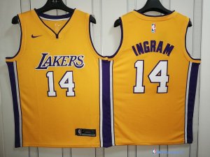 Maillot NBA Pas Cher Los Angeles Lakers Brandon Ingram 14 Jaune Icon 2017/18