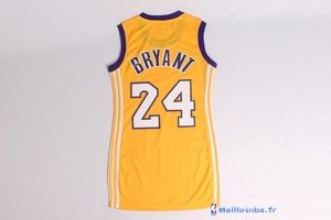 Maillot NBA Pas Cher Los Angeles Lakers Femme Kobe Bryant 24 Jaune