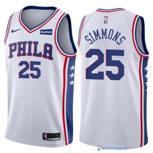 Maillot NBA Pas Cher Philadelphia Sixers Ben Simmons 25 Blanc 2017/18