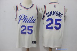 Maillot NBA Pas Cher Philadelphia Sixers Ben Simmons 25 Nike Crema Ville 2017/18