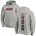 Miami Heat Fanatics Branded Ash Personalized Backer Pullover Hoodie