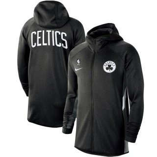 Boston Celtics Nike Heathered Black Authentic Showtime Therma Flex Performance Full-Zip Hoodie