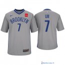 Maillot Manche Courte Brooklyn Nets Jeremy Lin 7Gris 2017/18